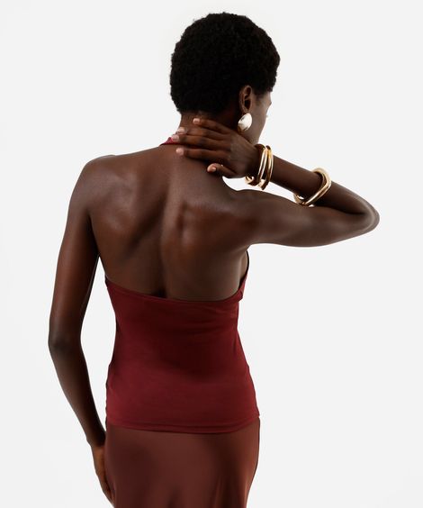 regata frente única feminina decote degagê vinho