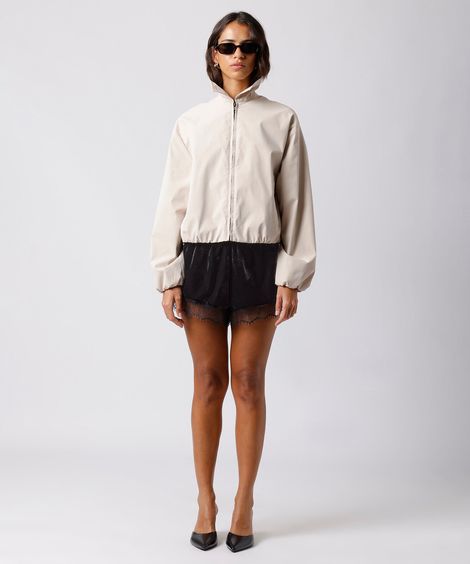 short estilo pijama feminino em veludo com renda mindset preto