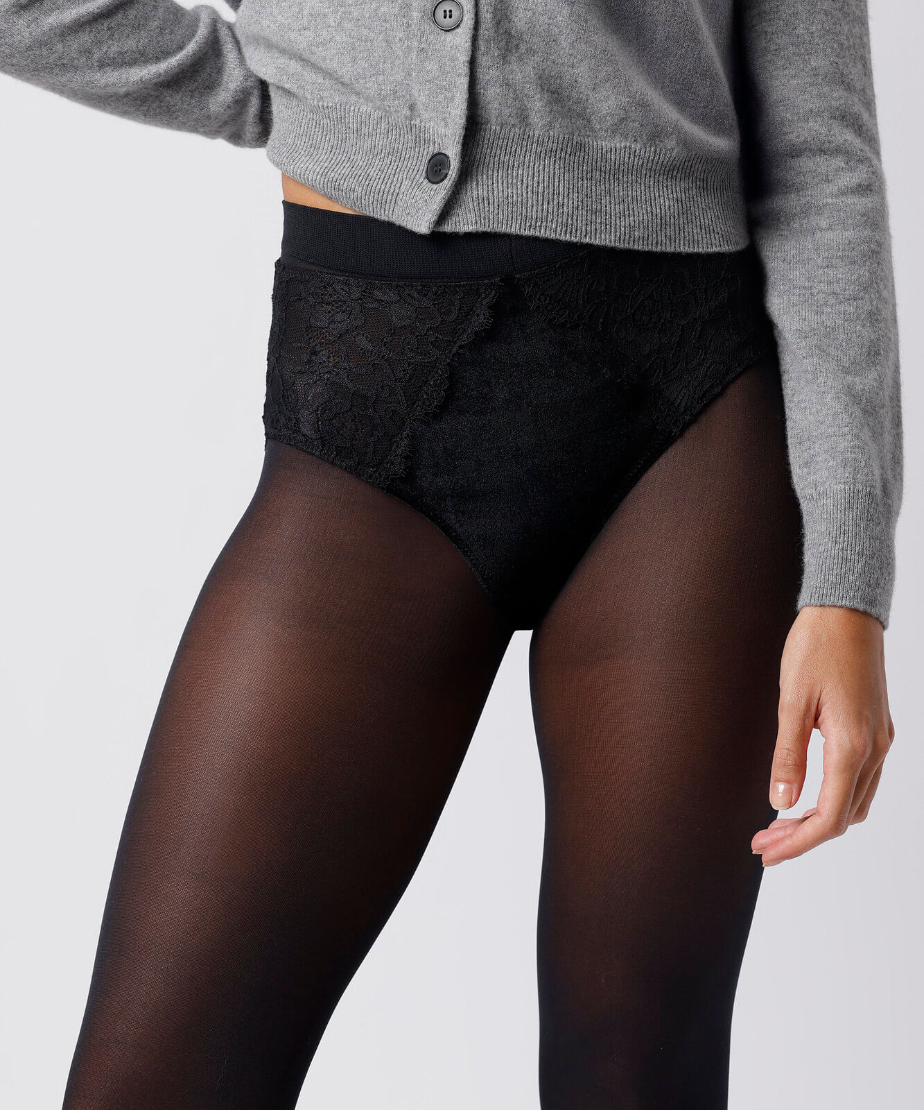 calcinha hot pant feminina de renda mindset preta