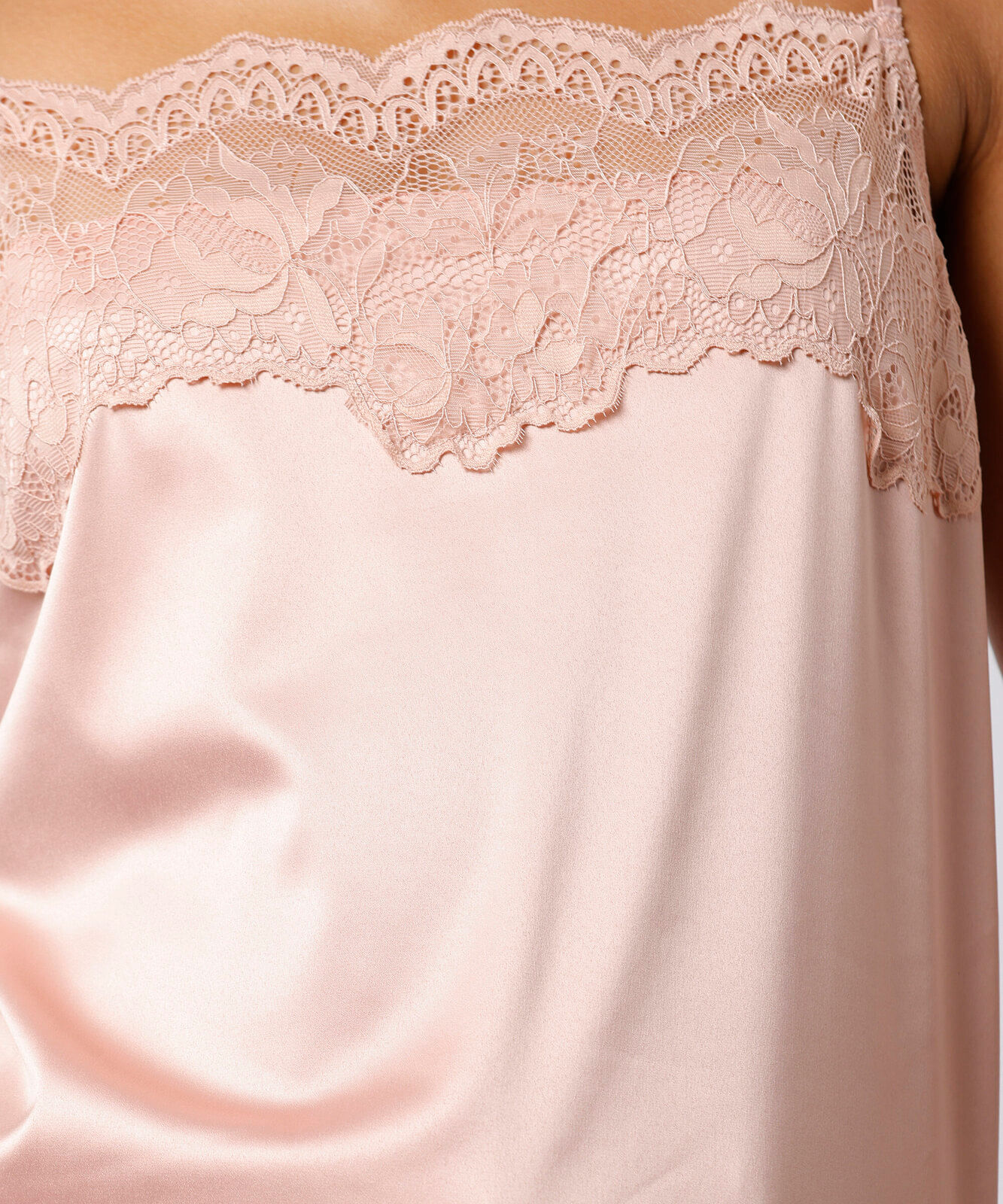 camisola feminina alça fina com renda acetinada mindset rosa