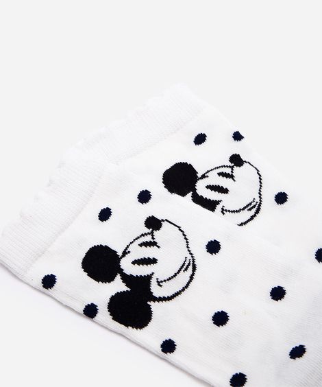 meia cano alto poá mickey off white