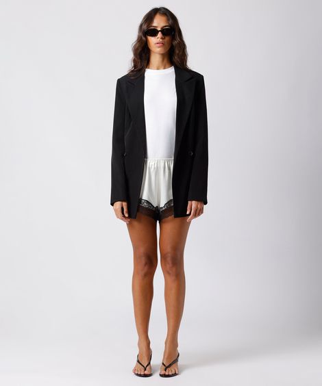 short estilo pijama feminino com renda acetinado mindset off white