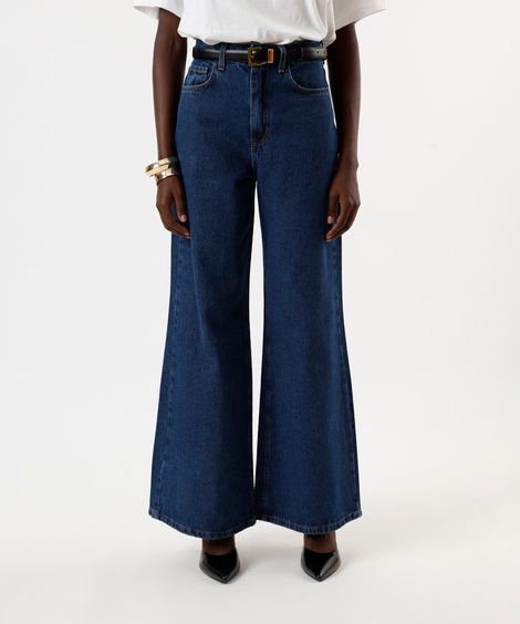 calça jeans feminina wide cintura super alta azul
