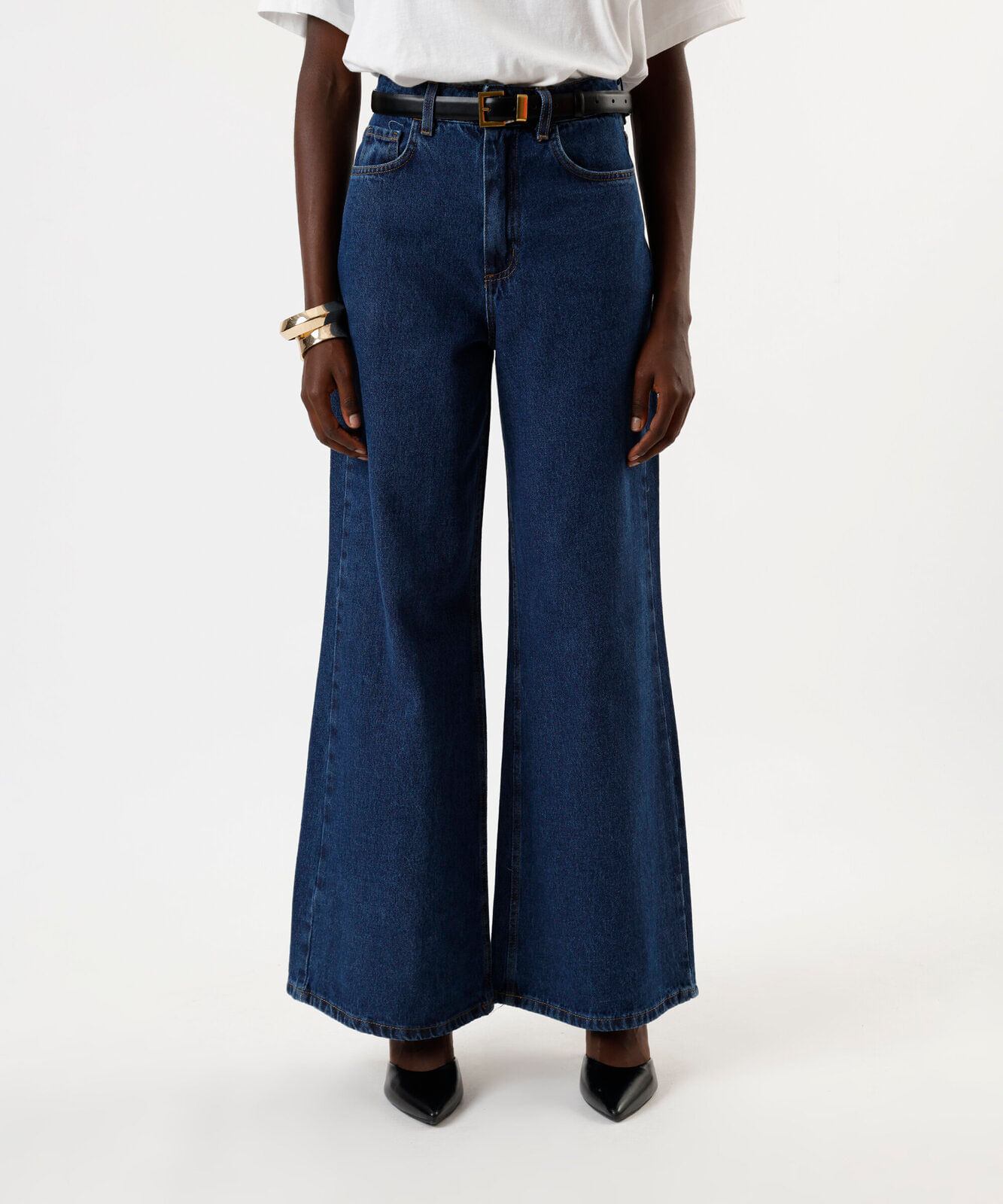 calça jeans feminina wide cintura super alta azul