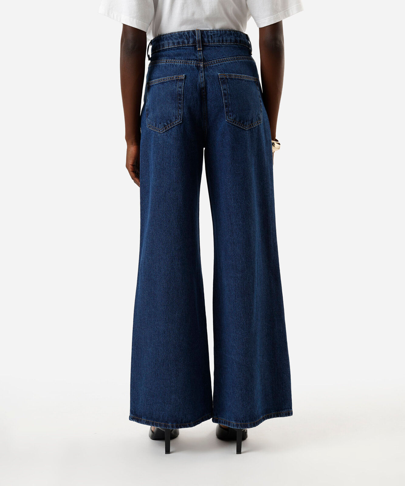 calça jeans feminina wide cintura super alta azul