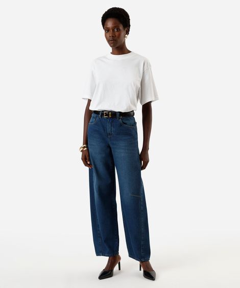 calça jeans feminina baggy cintura média azul