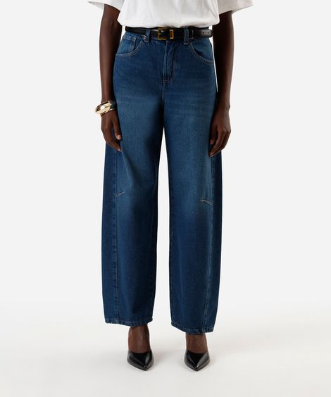 calça jeans feminina baggy cintura média azul