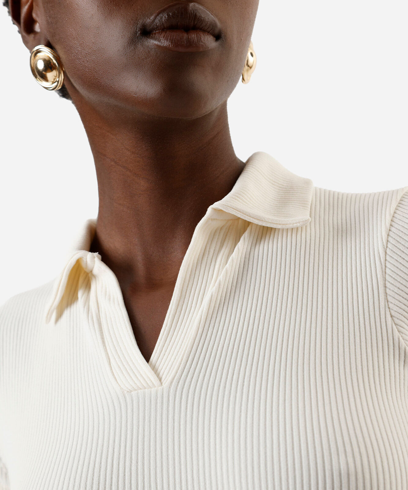 polo feminina manga curta poliamida off white