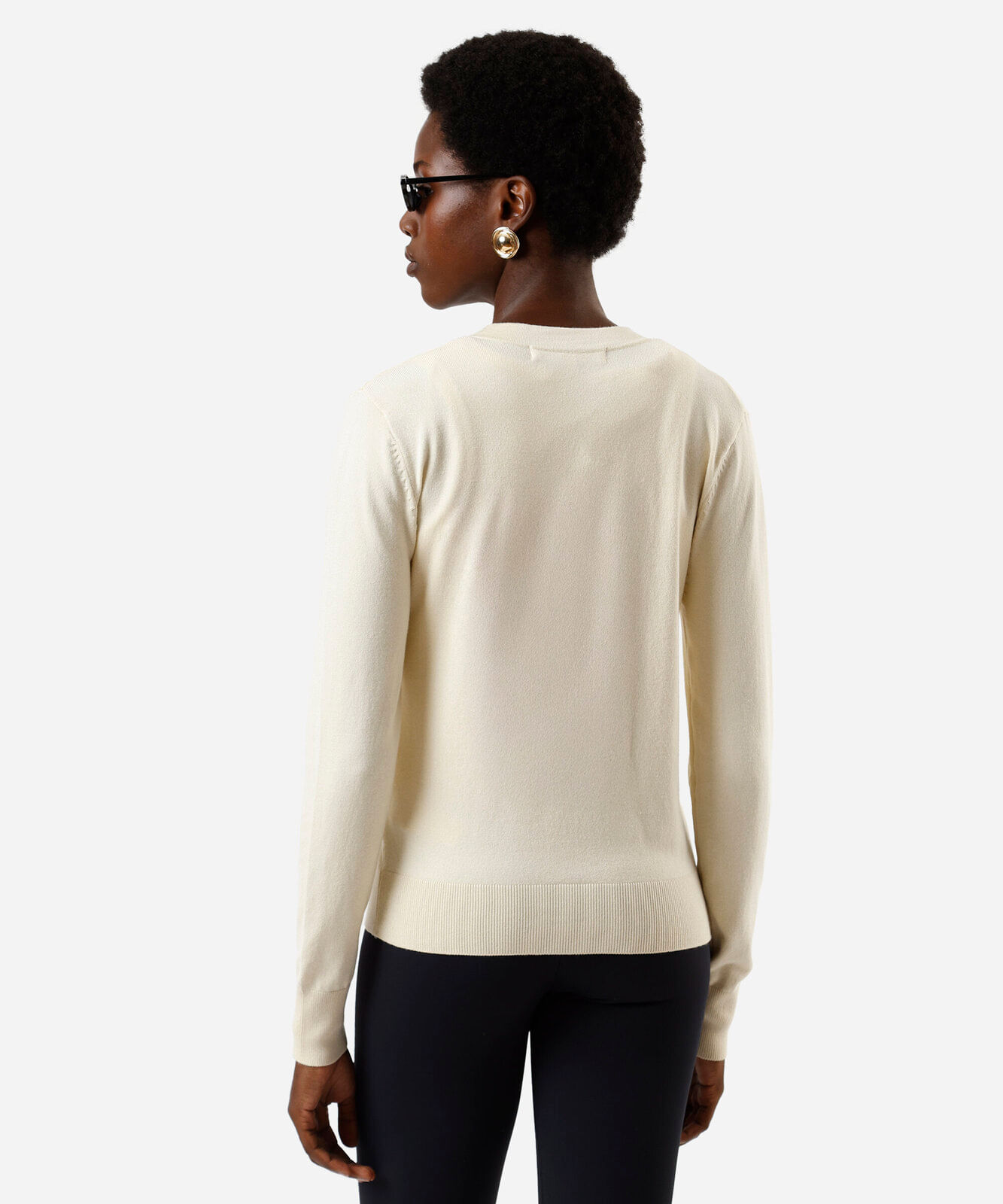 cardigan botões cropped bege