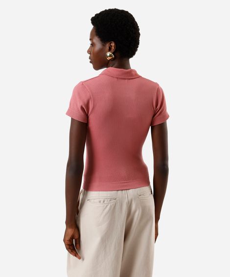 polo feminina manga curta poliamida rosa