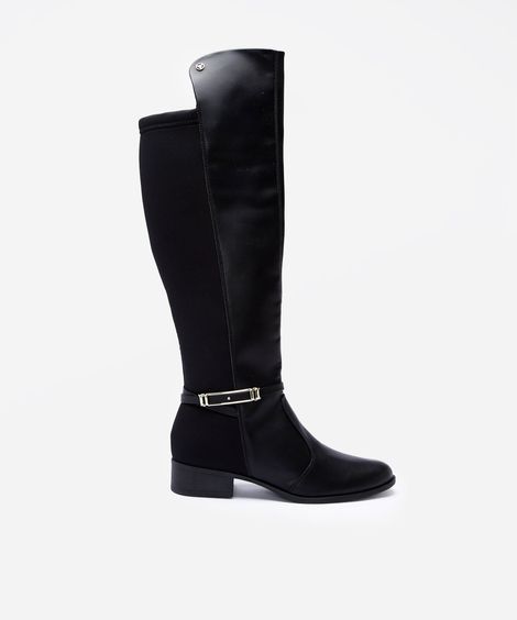 bota montaria feminina com cano longo e fivela preto