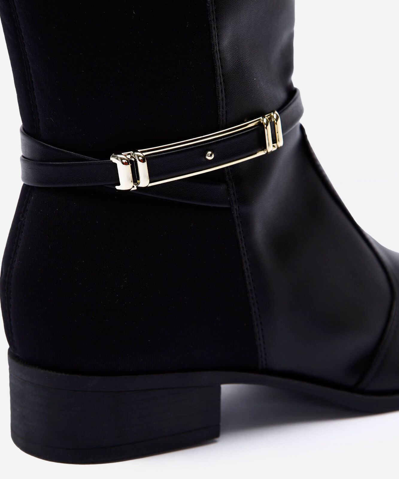 bota montaria feminina com cano longo e fivela preto