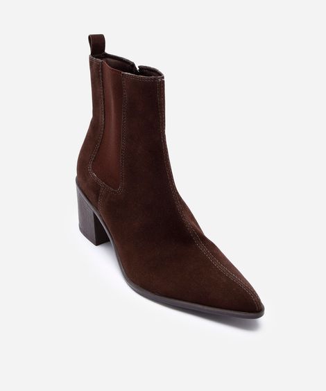 bota cano curto western chelsea texturizada marrom