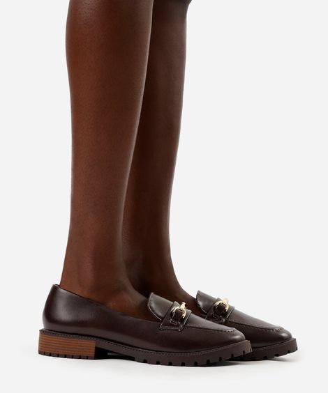 mocassim feminino via uno com bridão marrom
