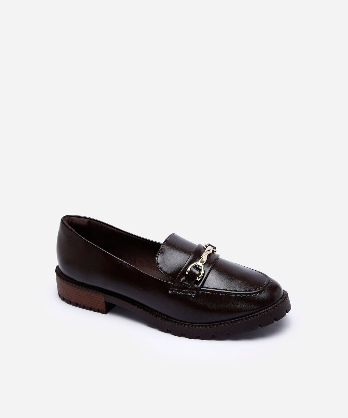 mocassim feminino via uno com bridão marrom