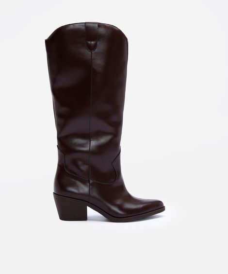 bota western cano alto marrom