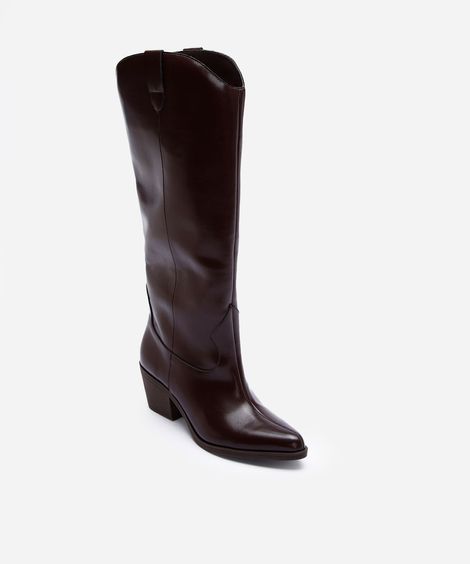 bota western cano alto marrom