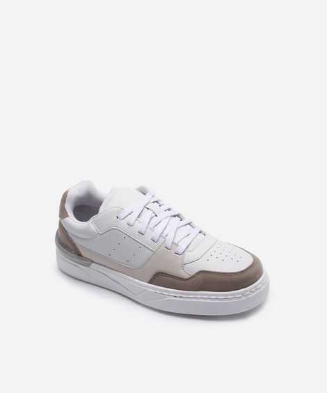tênis casual com recortes bege
