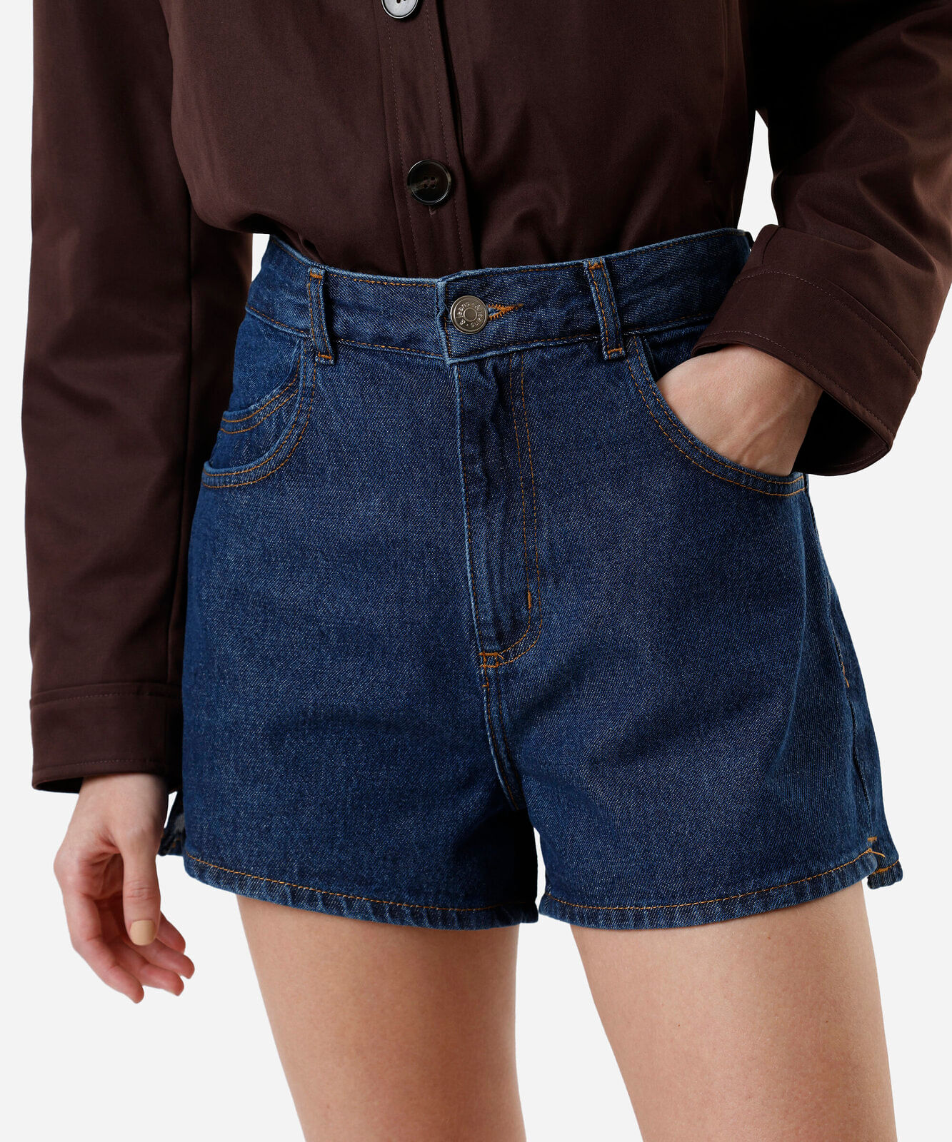 short mom feminino jeans azul