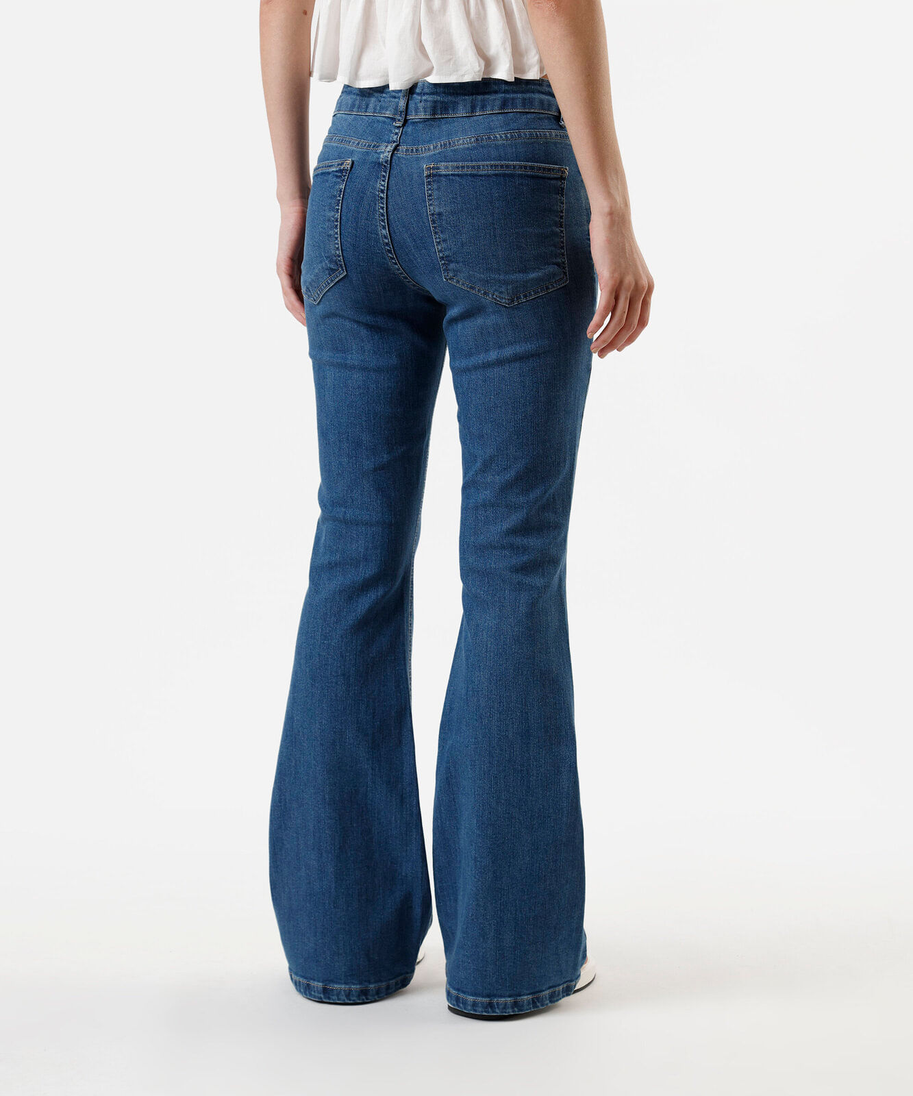 calça flare feminina jeans azul