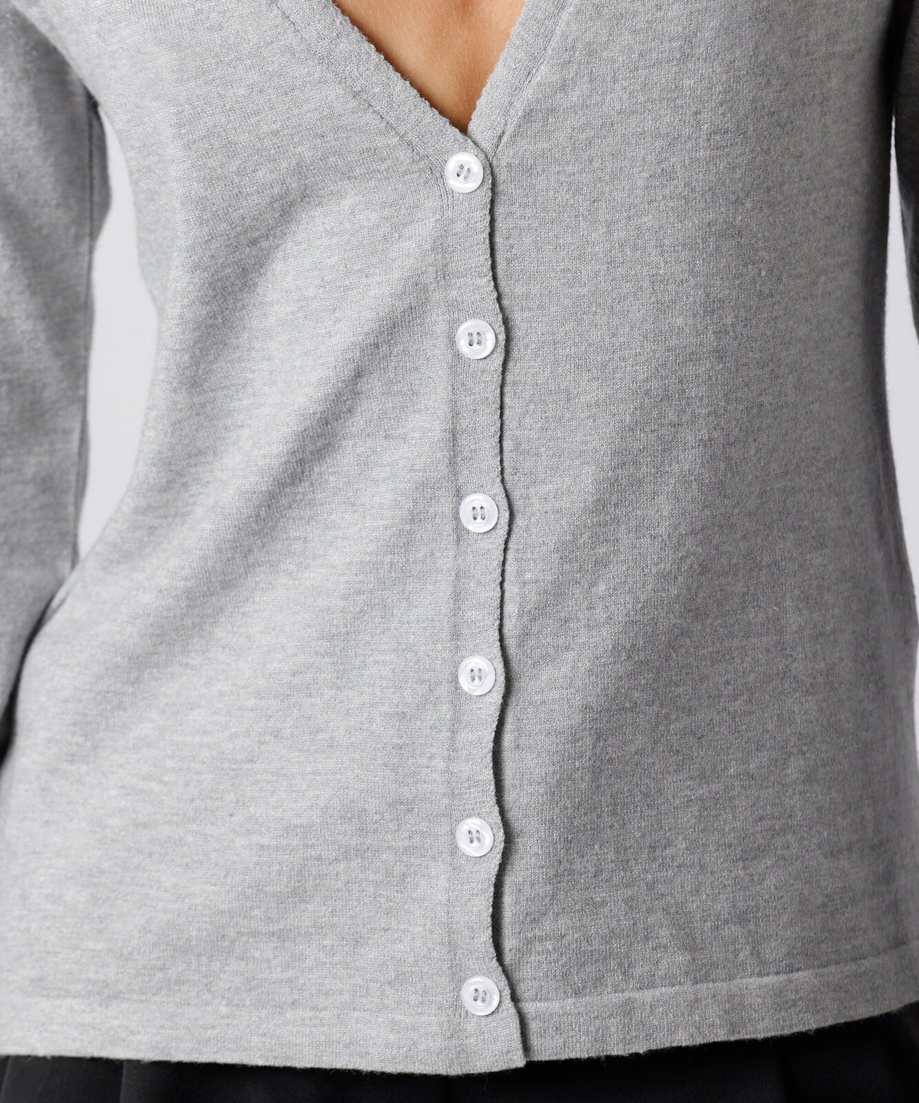 cardigan feminino de tricot decote v mindset cinza