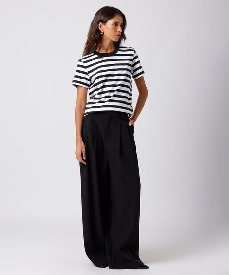 camiseta slim fit feminina de algodão peruano listrada mindset colorida