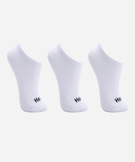 kit de 3 meias cano baixo branco