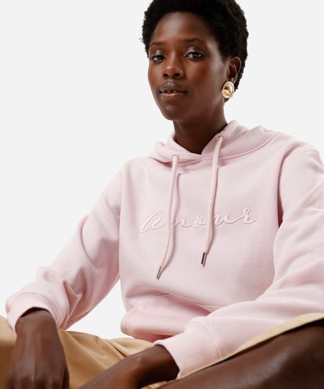 blusa de moletom feminina amour rosa