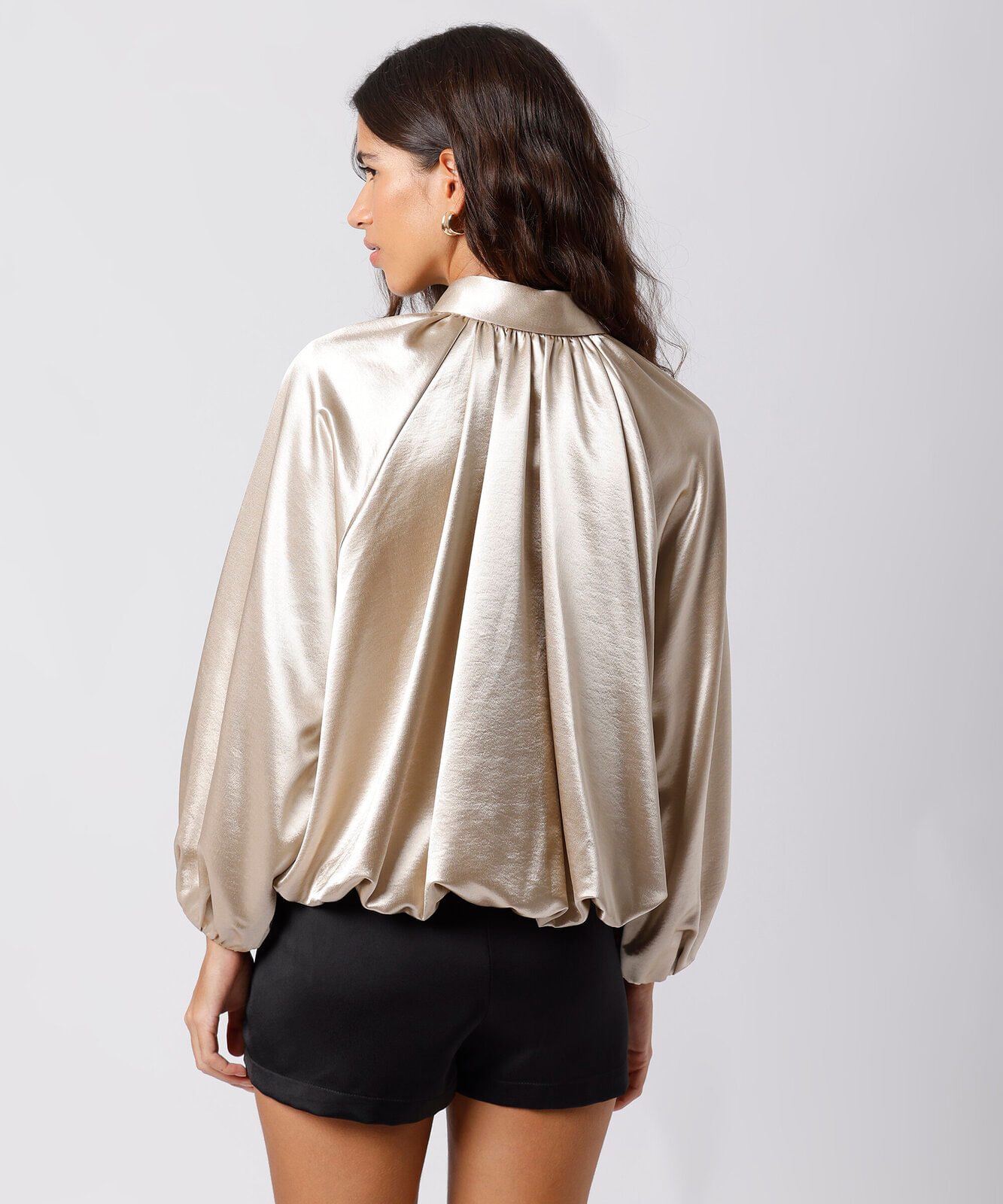 jaqueta bomber feminina acetinada mindset bege
