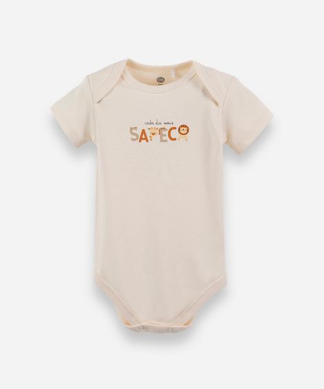 body infantil de algodão animais bege