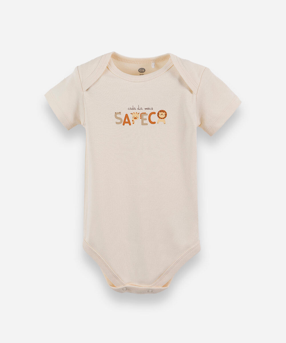 body infantil de algodão animais bege