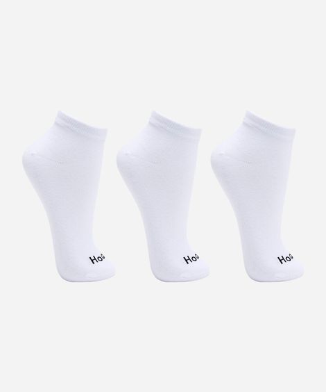 kit de 3 meias cano médio branco