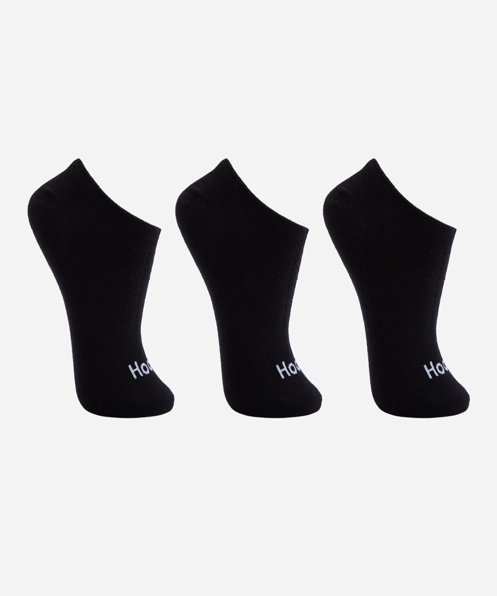 kit de 3 meias cano baixo preto