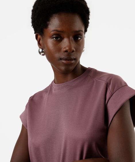 blusa muscle tee feminina de algodão peruano interlock roxo