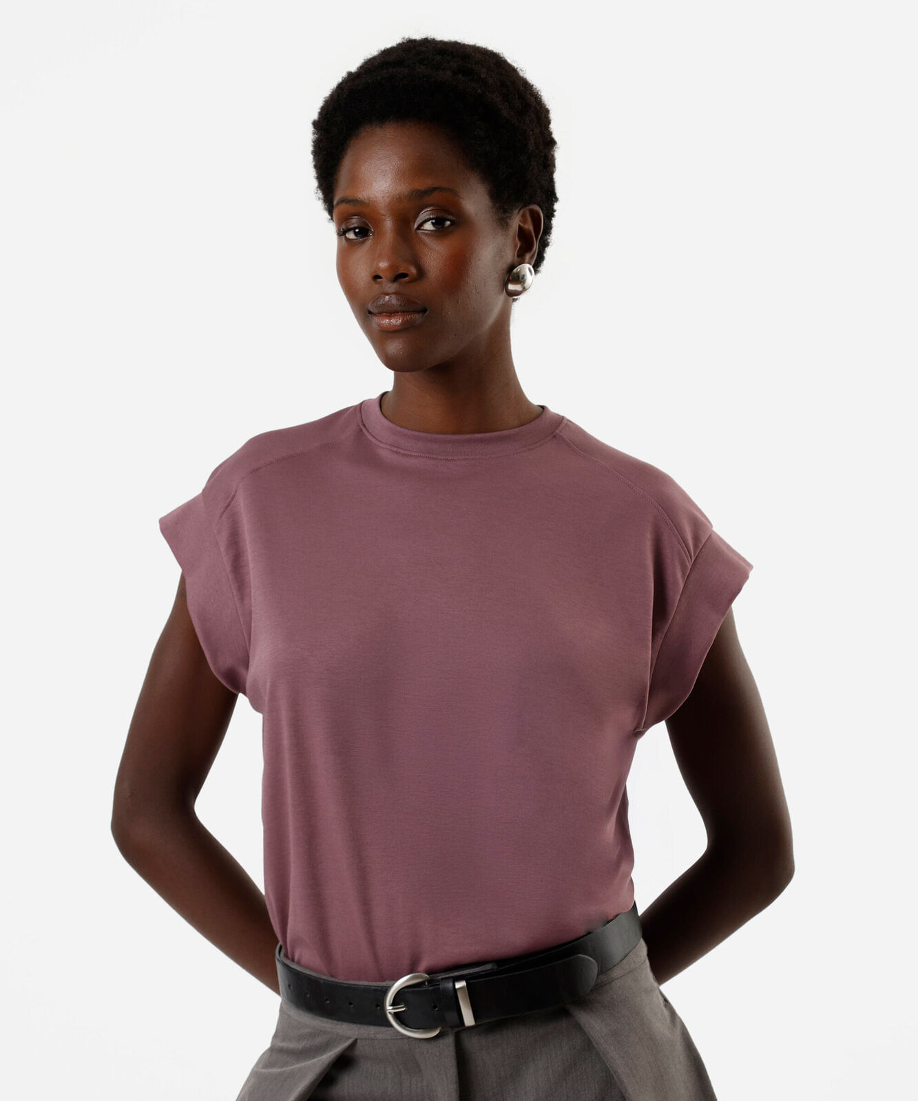 blusa muscle tee feminina de algodão peruano interlock roxo