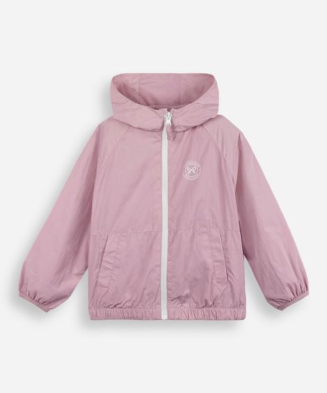 jaqueta corta vento infantil com capuz rosa