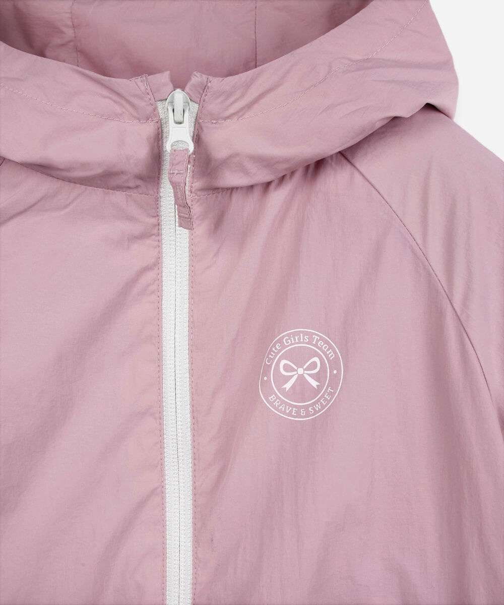 jaqueta corta vento infantil com capuz rosa