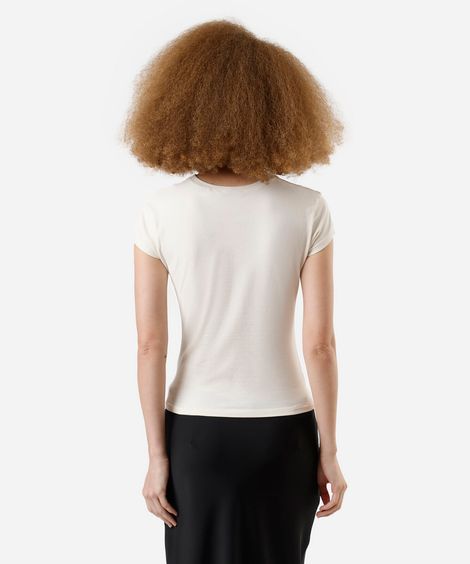 blusa básica feminina de algodão bege