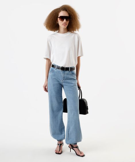 calça feminina jeans balonê sawary azul