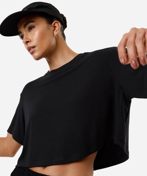 camiseta box fit feminina cropped cea sports preto