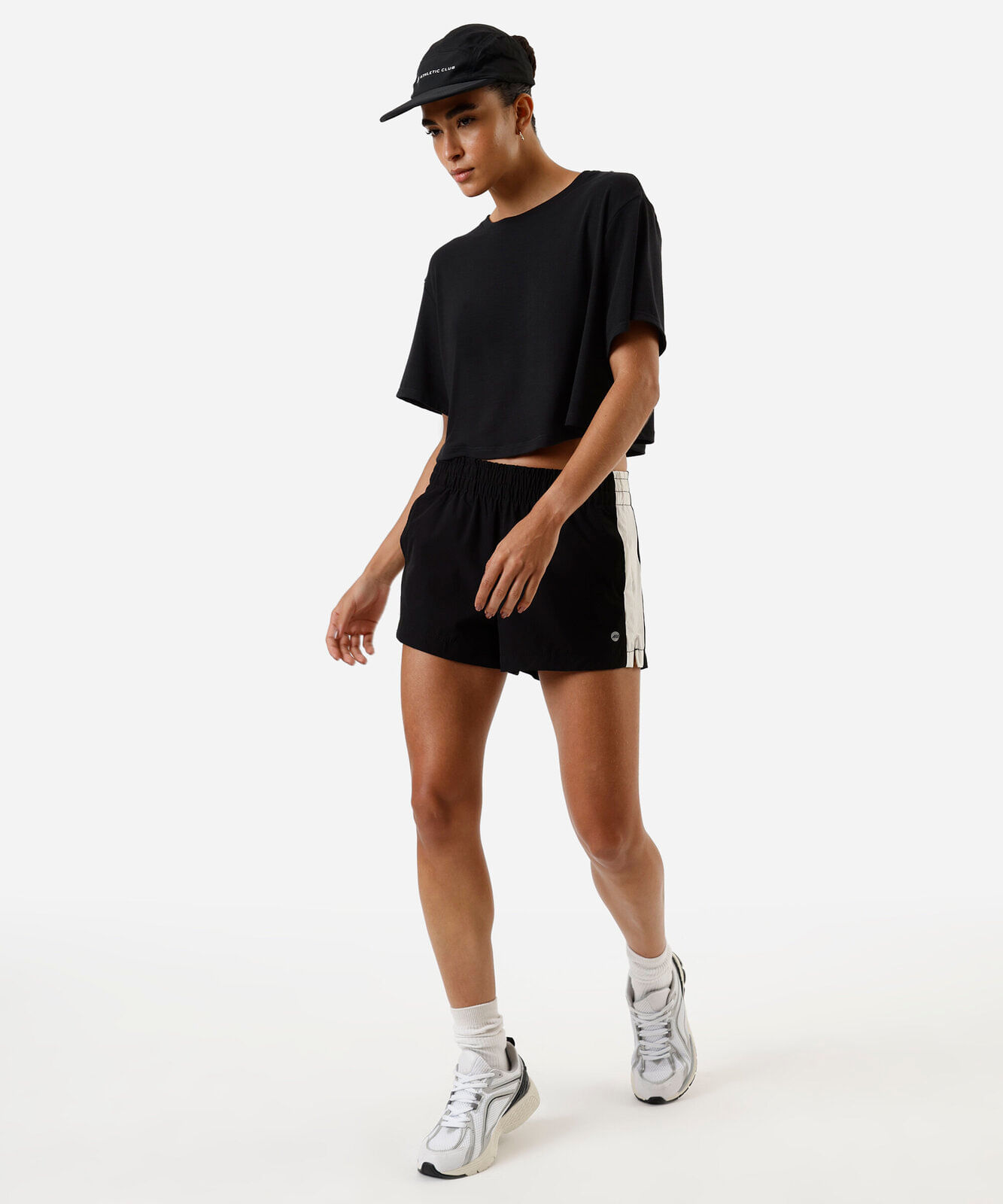 camiseta esportiva box fit feminina cropped  preto