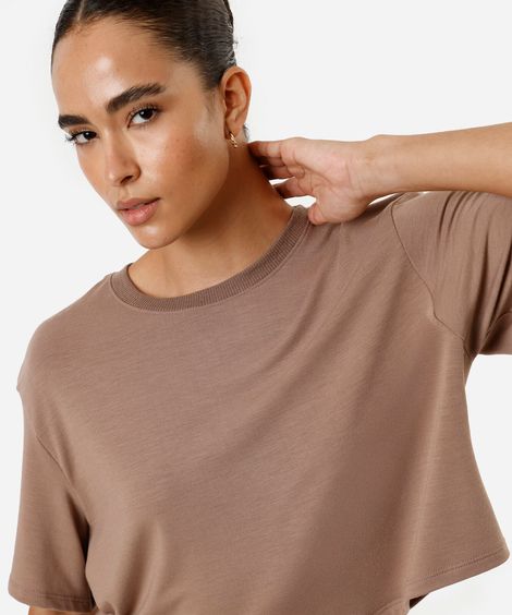 camiseta box fit feminina cropped cea sports marrom