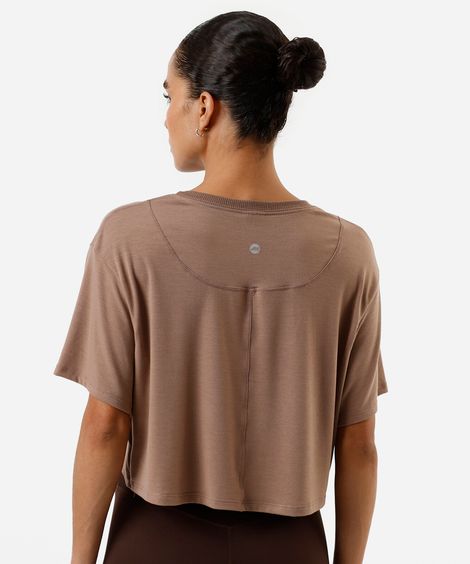 camiseta box fit feminina cropped cea sports marrom