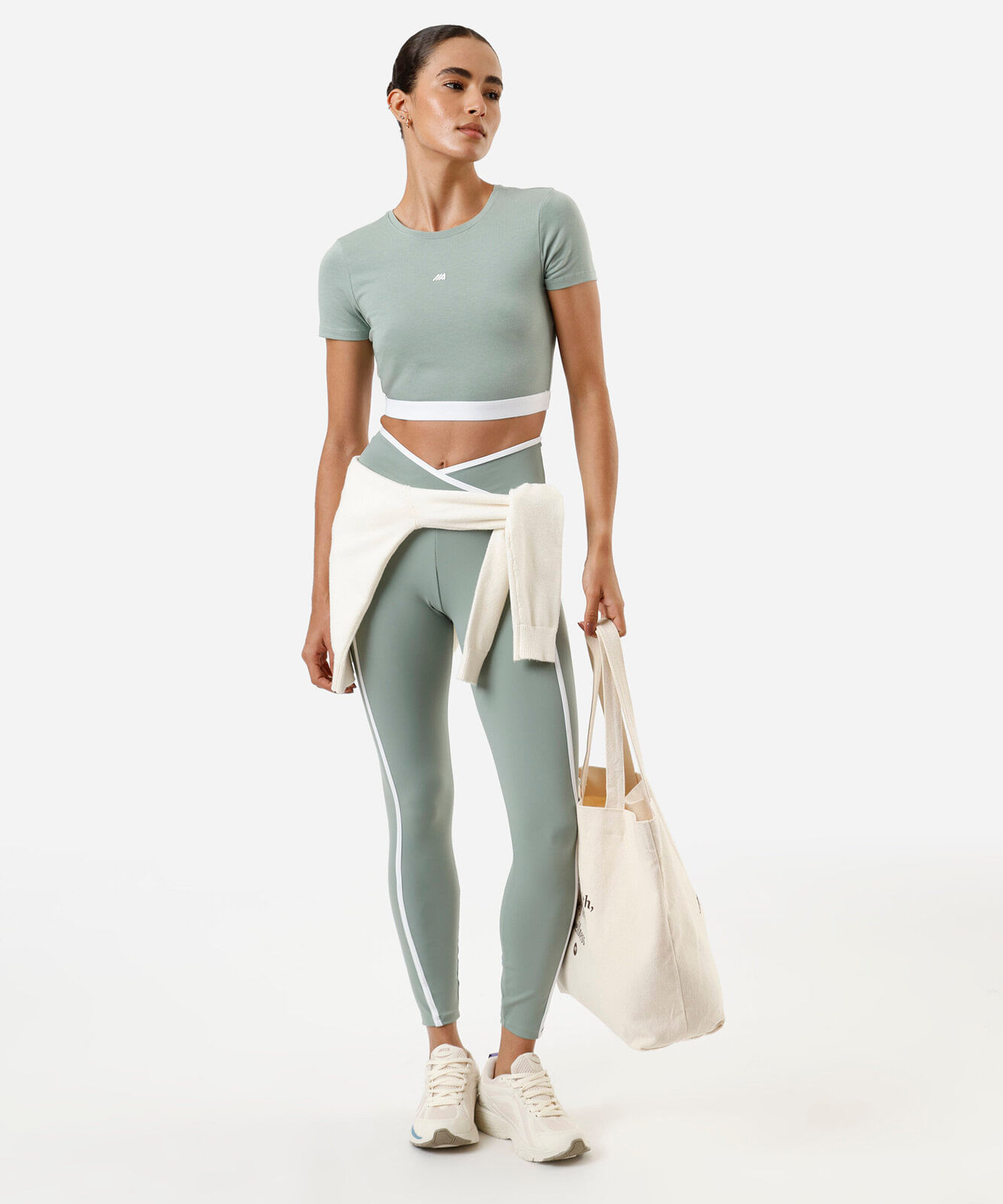 cropped feminino esportivo bicolor verde