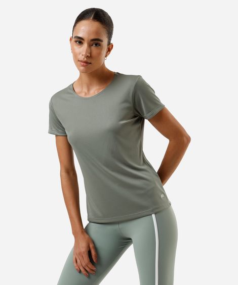 blusa feminina básica manga curta esportiva verde