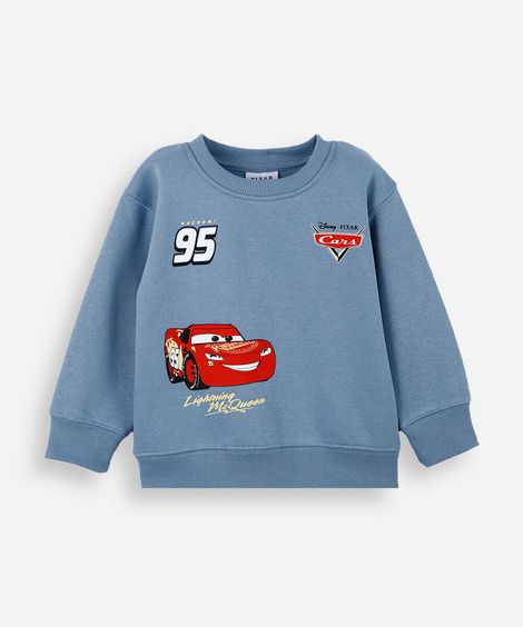 blusão infantil de moletom carros azul