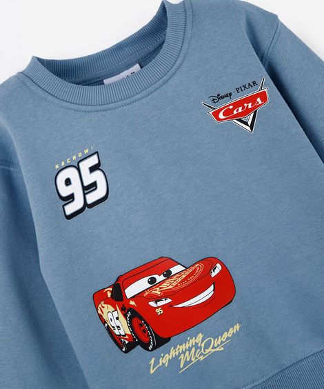 blusão infantil de moletom carros azul