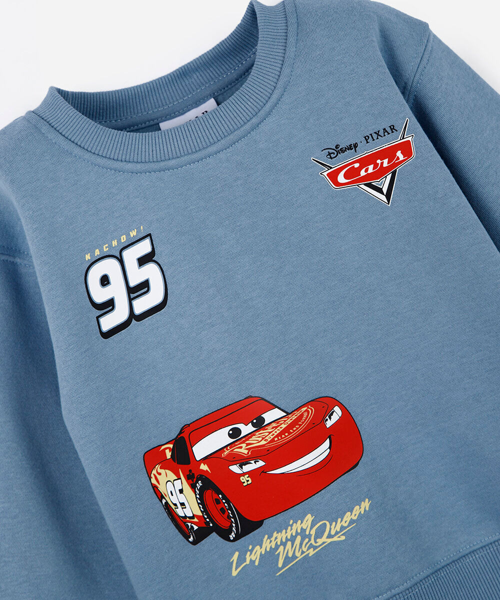blusão infantil de moletom carros azul