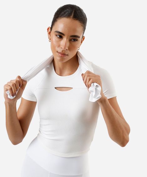 blusa feminina cropped canelada ace branca