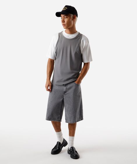 bermuda baggy masculina jeans cinza